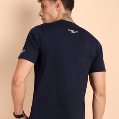 NAVY BLUE, IMPORTED COTTON BIO WASHED-FEEL SOFT CREW NECK T SHIRT