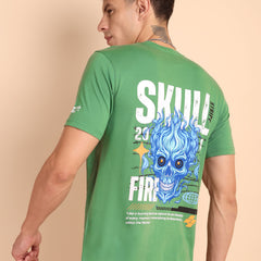 PISTA GREEN, IMPORTED COTTON BIO WASHED-FEEL SOFT CREW NECK T SHIRT