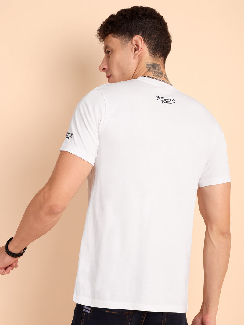 MILKY WHITE, IMPORTED COTTON BIO WASHED-FEEL SOFT CREW NECK T SHIRT