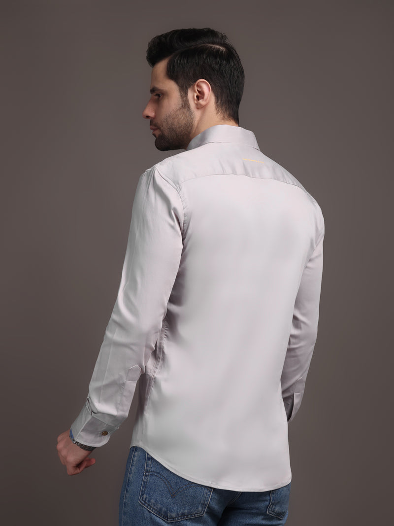 11. Poly Satin Lycra Shirt with Gold Metal Button - Premium, Unbreakable button