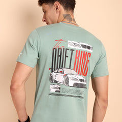 CAPER ASH GREY, IMPORTED COTTON BIO WASHED-FEEL SOFT CREW NECK T SHIRT