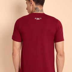 BURGUNDY MAROON, IMPORTED COTTON BIO WASHED-FEEL SOFT CREW NECK T SHIRT