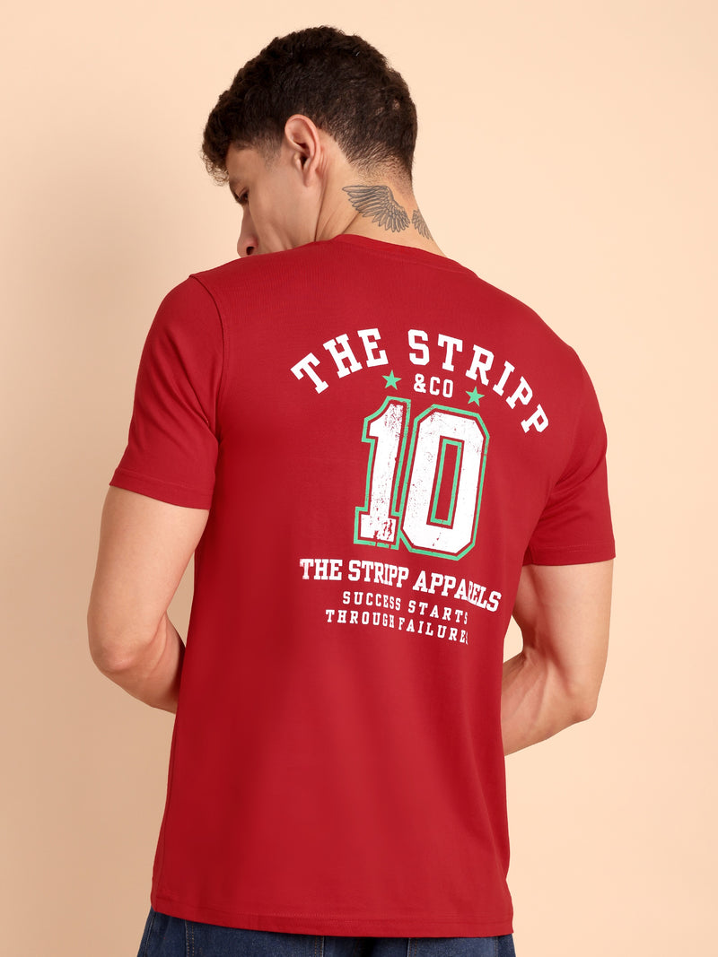 CRIMSON PURE RED, IMPORTED COTTON BIO WASHED-FEEL SOFT CREW NECK T SHIRT