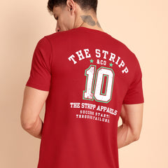 CRIMSON PURE RED, IMPORTED COTTON BIO WASHED-FEEL SOFT CREW NECK T SHIRT