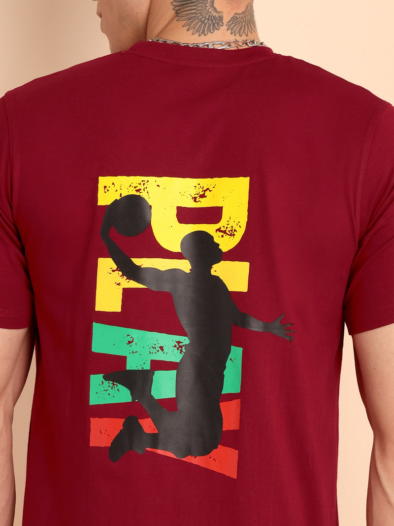 BURGUNDY MAROON, IMPORTED COTTON BIO WASHED-FEEL SOFT CREW NECK T SHIRT