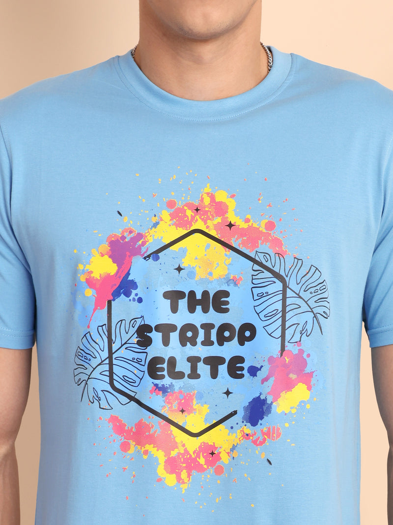 CLOUD BLUE, IMPORTED COTTON BIO WASHED-FEEL SOFT CREW NECK T SHIRT