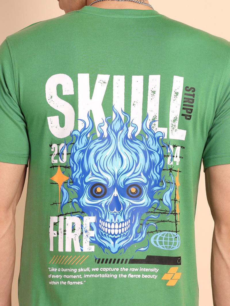 PISTA GREEN, IMPORTED COTTON BIO WASHED-FEEL SOFT CREW NECK T SHIRT