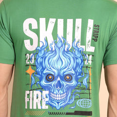 PISTA GREEN, IMPORTED COTTON BIO WASHED-FEEL SOFT CREW NECK T SHIRT