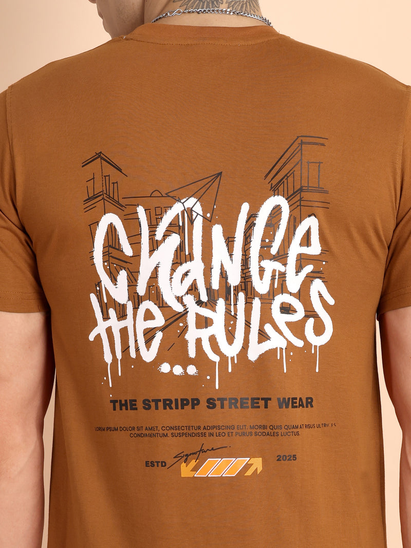 BROWN SUGAR, IMPORTED COTTON BIO WASHED-FEEL SOFT CREW NECK T SHIRT