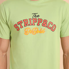 LIME PISTA, IMPORTED COTTON BIO WASHED-FEEL SOFT CREW NECK T SHIRT