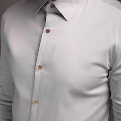 11. Poly Satin Lycra Shirt with Gold Metal Button - Premium, Unbreakable button