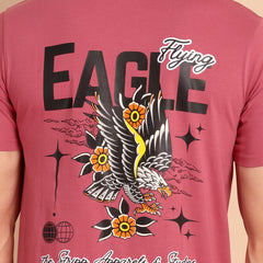 DARK RAMON PINK, IMPORTED COTTON BIO WASHED-FEEL SOFT CREW NECK T SHIRT