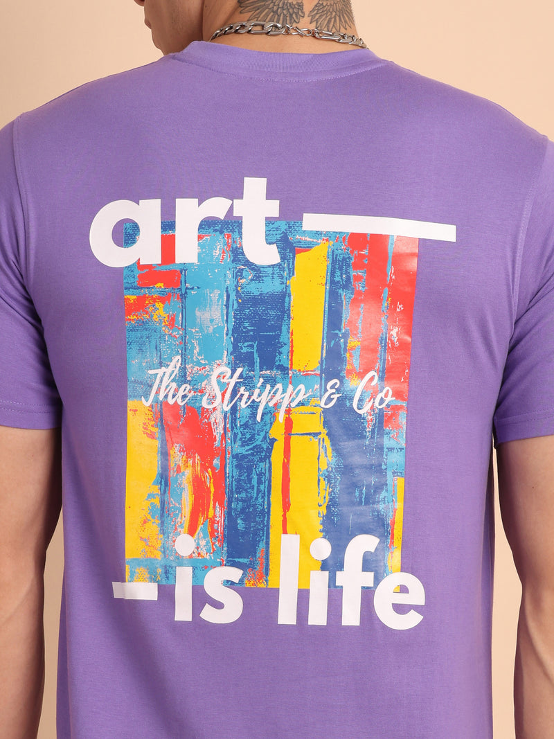 PURPLE AMYETHYST, IMPORTED COTTON BIO WASHED-FEEL SOFT CREW NECK T SHIRT