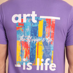 PURPLE AMYETHYST, IMPORTED COTTON BIO WASHED-FEEL SOFT CREW NECK T SHIRT