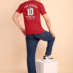 CRIMSON PURE RED, IMPORTED COTTON BIO WASHED-FEEL SOFT CREW NECK T SHIRT