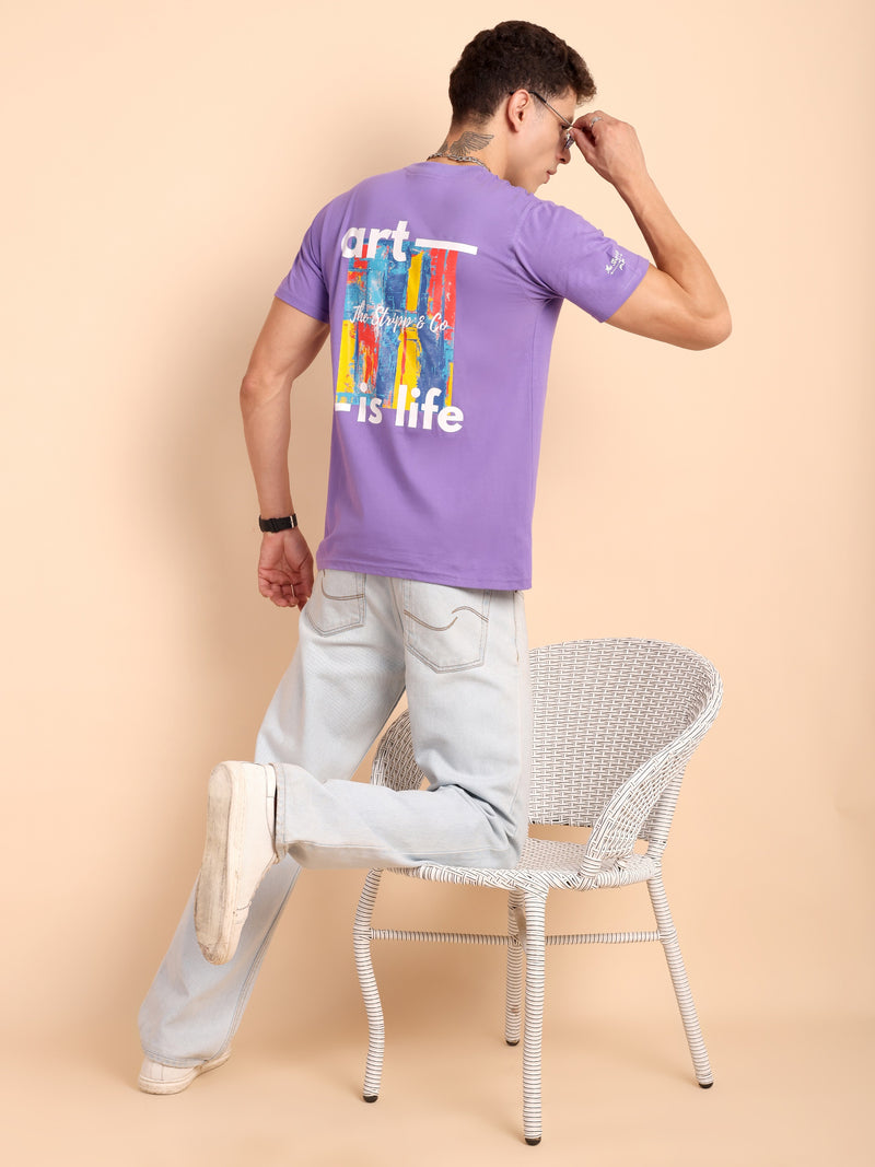 PURPLE AMYETHYST, IMPORTED COTTON BIO WASHED-FEEL SOFT CREW NECK T SHIRT