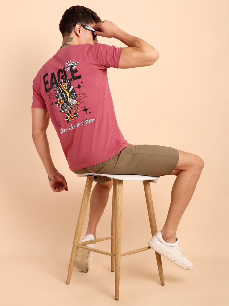 DARK RAMON PINK, IMPORTED COTTON BIO WASHED-FEEL SOFT CREW NECK T SHIRT