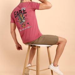 DARK RAMON PINK, IMPORTED COTTON BIO WASHED-FEEL SOFT CREW NECK T SHIRT