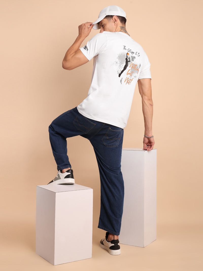 MILKY WHITE, IMPORTED COTTON BIO WASHED-FEEL SOFT CREW NECK T SHIRT