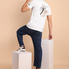 MILKY WHITE, IMPORTED COTTON BIO WASHED-FEEL SOFT CREW NECK T SHIRT