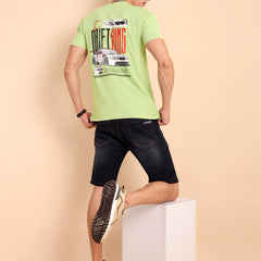 LIMEPISTACHIO, IMPORTED COTTON BIO WASHED-FEEL SOFT CREW NECK T SHIRT