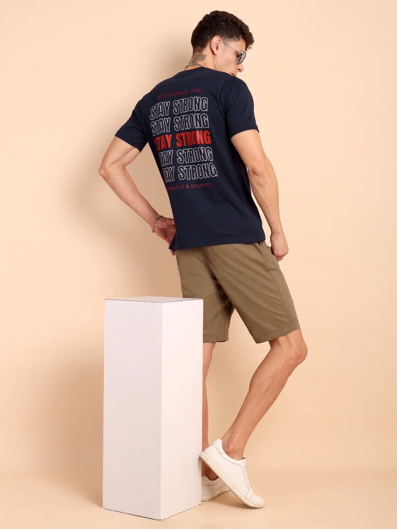 NAVY BLUE, IMPORTED COTTON BIO WASHED-FEEL SOFT CREW NECK T SHIRT