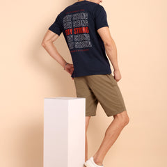 NAVY BLUE, IMPORTED COTTON BIO WASHED-FEEL SOFT CREW NECK T SHIRT