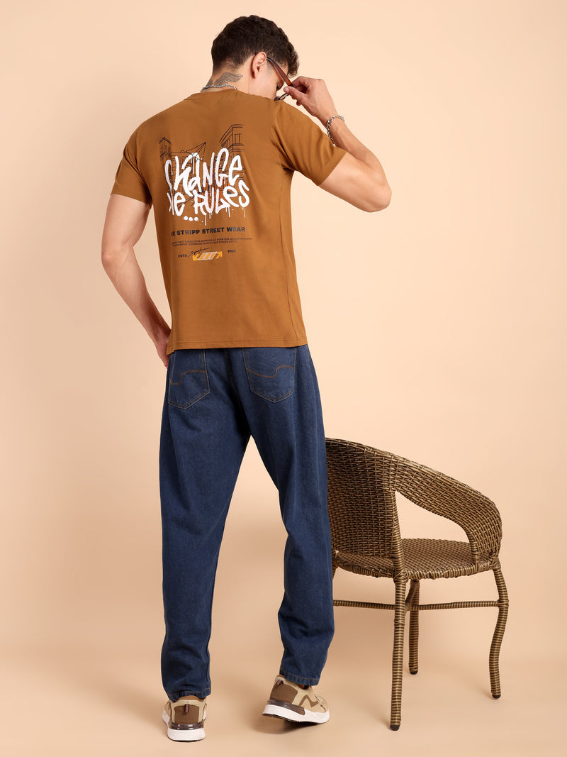 BROWN SUGAR, IMPORTED COTTON BIO WASHED-FEEL SOFT CREW NECK T SHIRT