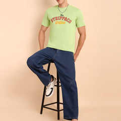 LIME PISTA, IMPORTED COTTON BIO WASHED-FEEL SOFT CREW NECK T SHIRT