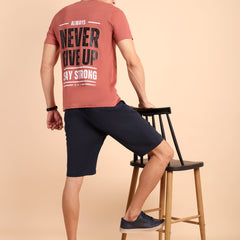PEACH MODE, IMPORTED COTTON BIO WASHED-FEEL SOFT CREW NECK T SHIRT