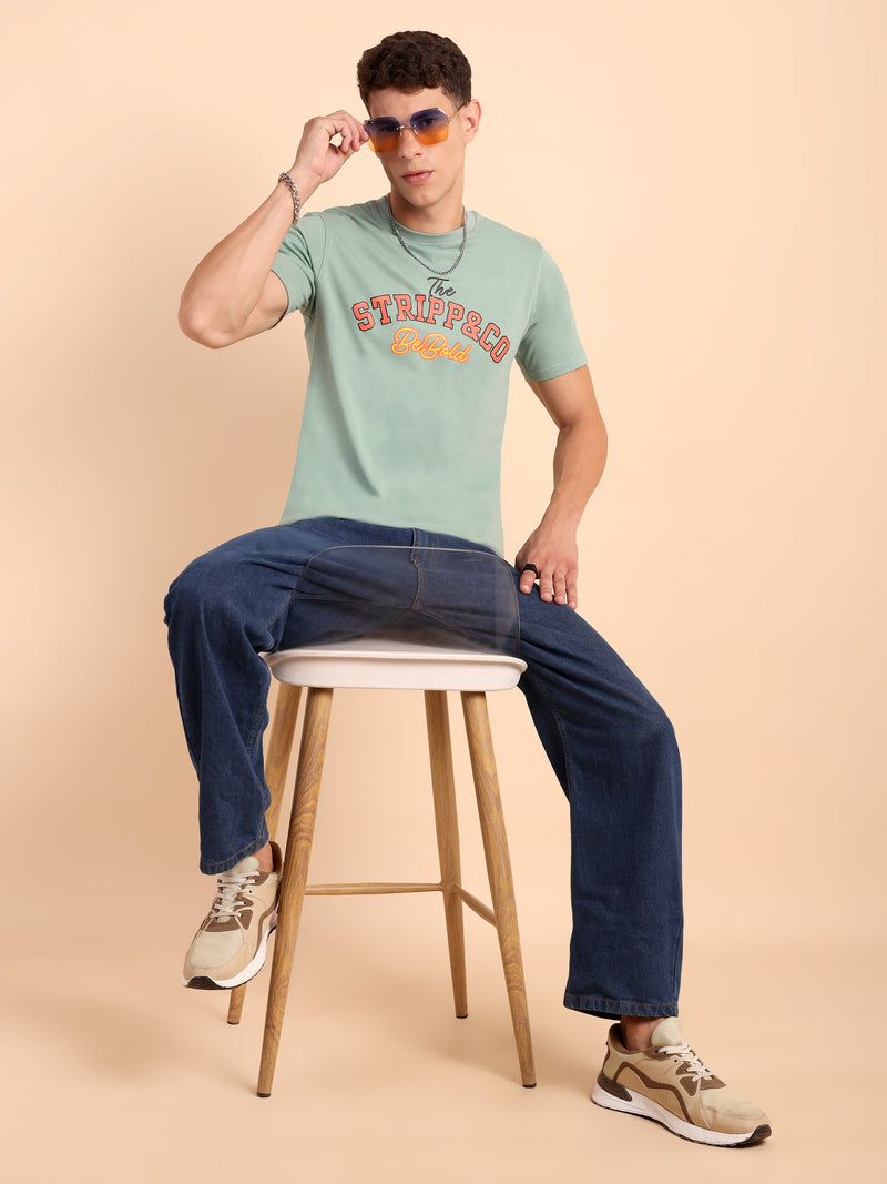 CAPER ASH GREY, IMPORTED COTTON BIO WASHED-FEEL SOFT CREW NECK T SHIRT