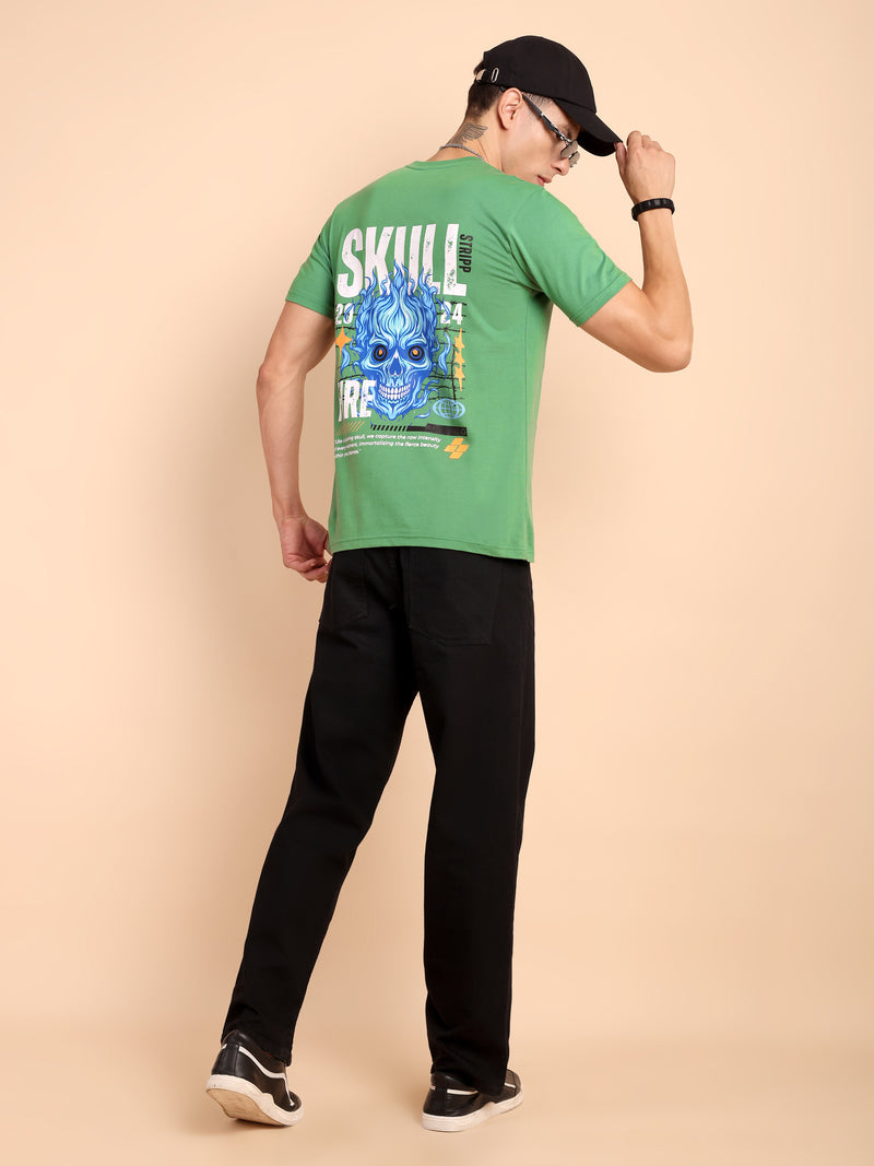 PISTA GREEN, IMPORTED COTTON BIO WASHED-FEEL SOFT CREW NECK T SHIRT