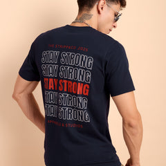 NAVY BLUE, IMPORTED COTTON BIO WASHED-FEEL SOFT CREW NECK T SHIRT