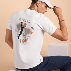 MILKY WHITE, IMPORTED COTTON BIO WASHED-FEEL SOFT CREW NECK T SHIRT