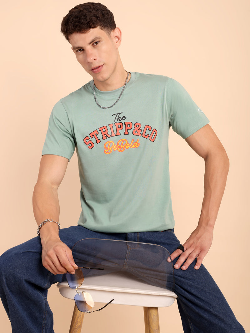 CAPER ASH GREY, IMPORTED COTTON BIO WASHED-FEEL SOFT CREW NECK T SHIRT