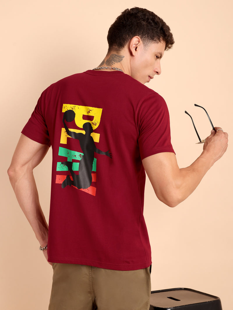 BURGUNDY MAROON, IMPORTED COTTON BIO WASHED-FEEL SOFT CREW NECK T SHIRT