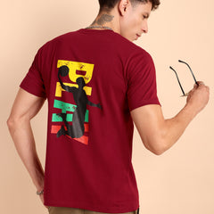 BURGUNDY MAROON, IMPORTED COTTON BIO WASHED-FEEL SOFT CREW NECK T SHIRT