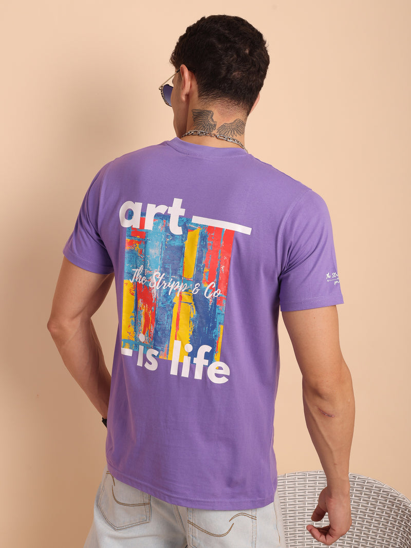 PURPLE AMYETHYST, IMPORTED COTTON BIO WASHED-FEEL SOFT CREW NECK T SHIRT