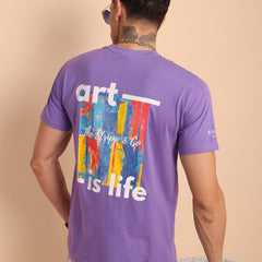 PURPLE AMYETHYST, IMPORTED COTTON BIO WASHED-FEEL SOFT CREW NECK T SHIRT