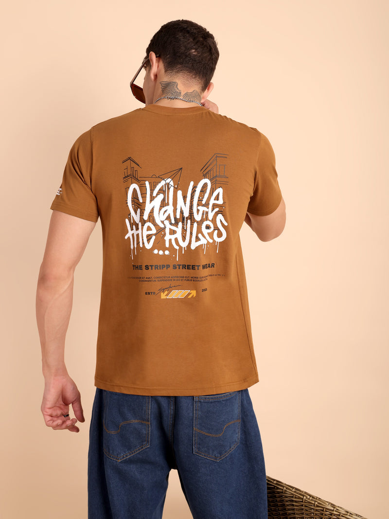 BROWN SUGAR, IMPORTED COTTON BIO WASHED-FEEL SOFT CREW NECK T SHIRT