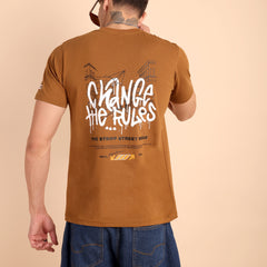 BROWN SUGAR, IMPORTED COTTON BIO WASHED-FEEL SOFT CREW NECK T SHIRT