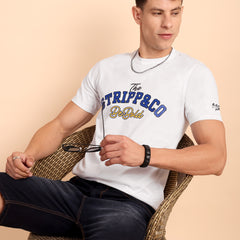 MILKY WHITE, IMPORTED COTTON BIO WASHED-FEEL SOFT CREW NECK T SHIRT