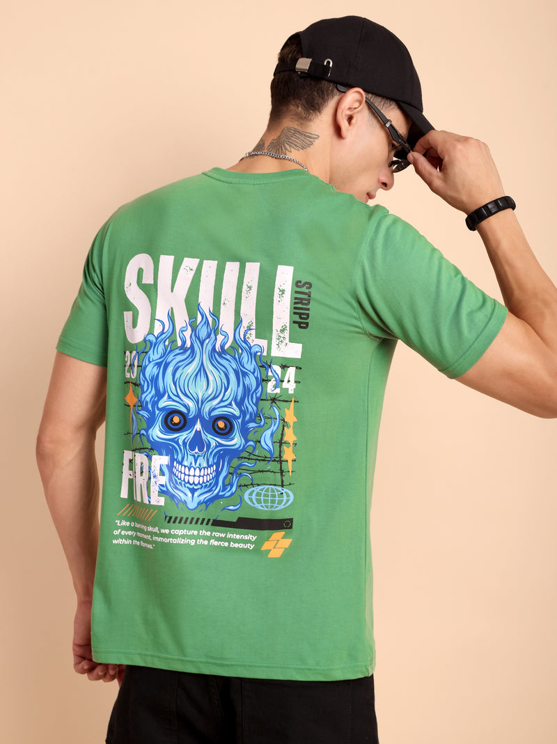PISTA GREEN, IMPORTED COTTON BIO WASHED-FEEL SOFT CREW NECK T SHIRT