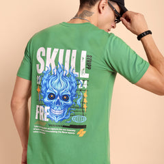PISTA GREEN, IMPORTED COTTON BIO WASHED-FEEL SOFT CREW NECK T SHIRT