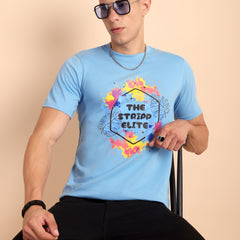 CLOUD BLUE, IMPORTED COTTON BIO WASHED-FEEL SOFT CREW NECK T SHIRT